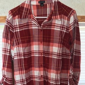 Red Plaid Oversized Top